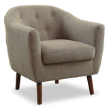 Beige Fabric Upholstered Accent Chair 1pc Espresso Finish Legs Button Tufted Solid Wood Furniture B011P182503