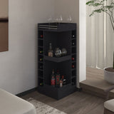 FM FURNITURE Lamer Corner Bar Cabinet with Wine Rack and Open Shelf, Black B128P269884
