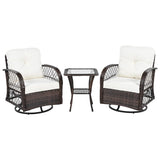 3-piece Outdoor Chair&Table Set 2-person Rattan Seating Group with Two Swivel Chairs and a Square N719P234190D