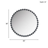 ZUN Beaded Round Wall Mirror 36"D B03599370