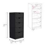 ZUN Basilea 5 Drawers Tall Dresser, Pull Out System -Black B20092124