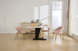 061-Set of 1 Velvet Fabric Chairs With Curved Backrest and Golden Metal Legs for Kitchen or W527P255478