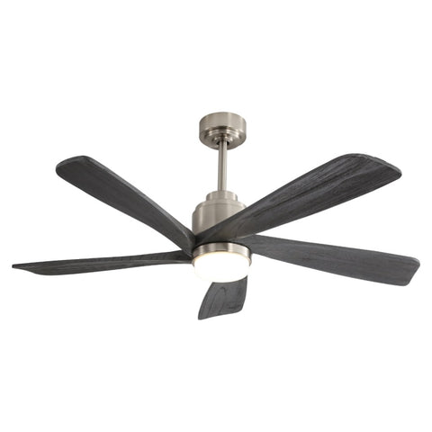 ZUN 52 Inch Modern Ceiling Fan With Dimmable LED Light 5 Solid Wood Blades Smart Remote Control W934P264729