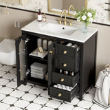 36-inch bathroom vanity with two soft close doors, adjustable shelves and three drawers N729P184710B