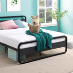 ZUN Industrial Platform Queen Bed Frame/Mattress Foundation with Rustic Headboard and Footboard, Strong D22676093