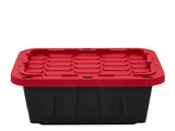 5 Gallon Snap Lid Storage Bin, Black and Red, Pack of 4 70910301