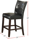 ZUN Modern Counter Height Chairs Black Faux Leather Tufted Set of 2 High Chairs Dining Seating B011130016