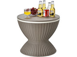 Brown Outdoor Imitation Rattan Ice Cooler Side Table 8Gal 2-Height Adjustable with Drain Plug 82248654