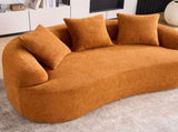 LY-025S Curved Loveseat Orange Full Compression Sponge Sofa, 30D Chenille No-Assembly Compact Sofa W2231P261292