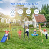 ZUN 500 lbs 7 in 1 Set for Kids Backyard Outdoor A-Frame Heavy-Duty Metal Sets with Slide, 2 90938551