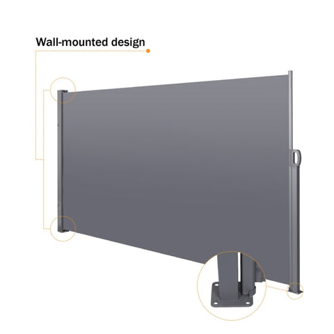 ZUN 138" x 71''Retractable Side Awning, Waterproof & UV-Resistant, Privacy Screen Divider Roll Up 72430364