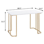 ZUN White and Gold Writing Desk B062P184566