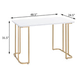 ZUN White and Gold Writing Desk B062P184566