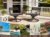 Set of 2 Powder-Coated Steel 360&deg Swivel Outdoor Dining Chairs with All-Weather Cushions, Black W1859P508643