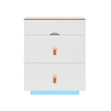 3-Drawer 30'' Nightstand LED Light, Modern Nightstand 3 Storage Drawers, Bedside Table N733P304515K
