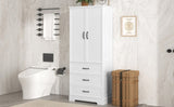 ZUN Tall Bathroom Storage Cabinet, Cabinet with Two Doors and Drawers, Adjustable Shelf, MDF Board, N725P206123K