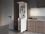 ZUN Rock Kitchen Pantry with Pneumatic Door, Open Storage, and Bottom Cabinet, White. B128P263725