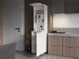 ZUN Rock Kitchen Pantry with Pneumatic Door, Open Storage, and Bottom Cabinet, White. B128P263725