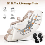 ZUN BOSSCARE SL Zero Gravity Massage Full Body Chair with Voice Control Shiatsu Recline Beige W730P162482