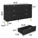 ZUN Black Modern 6 Drawers for Living Room for Hallway with Gold Handles Bedroom Chest of Drawers 07801475