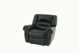 Modern 1pc Manual Motion Recliner Chair Glider Black Color Bonded Leather Armrest Cushion Seating B011P205581