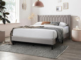 Modern Eye-Catching 1pc Queen Size Bed Light Brown Burlap Fabric Unique Diamond Design Headboard B011P238959