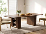 70.9" Rectangular Dining Table for 6 People, Fluted Panel Legs with 2 Side Storage Cabinets, MDF 65066596
