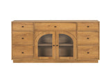Cabinet with storage for living and dining room entrance, large size, 2 doors and 7 drawers, Natural N780P330601N