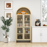 70.28" Tall Arched Kitchen Pantry, Modern Farmhouse Wood Kitchen Storage Cabinets ,Arched Storage W688P204446