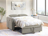 Marielle 55"W Gray Corduroy Convertible Sleeper Loveseat with USB Ports, Magazine Pockets, and B061P305697