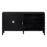 TREXM Retro Sideboard door with Circular Groove Design Round Metal Door Handle for Entrance, Dinning WF307723AAB