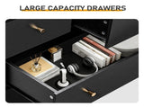 25.98*15.75"*35.83" 4-Tier 5-Drawer Cabinet Drawer Dresser with Gold Handles Black 54386504