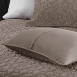3 Piece Velvet Quilt Set Taupe King/Cal King B03597474