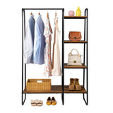 ZUN Clothes Rack with 5 Wood Shelf, Freestanding Rack,Garment Rack, Standing Metal Sturdy 50851359