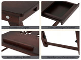 Adjustable Bamboo Laptop Bed Tray with Storage Drawer, 4 Tilt Angles 9"-11.5" Height Foldable Lap 32512780