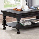 ZUN Rustic Style Antique Black 1pc COFFEE TABLE Open Bottom Shelf Plank Style Table Top Living Room B011P214573