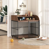 GO 44'' Heavy Duty Large Dog Furniture for Large Medium Dog with Lockable Wheels, Wooden Dog WF323360AAD