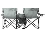 2-Seat Outdoor Folding Chair with Removable Umbrella for Beach, Camping and Fishing, Gray 13432107