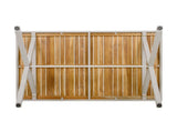 Teak Wood Top with Beige Steel Frame Outdoor Dining Table, 55.12" Rectangular Patio Table with N770P385226B
