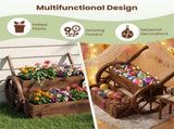Carbonized Fir Wood 2-Tier Wagon Planter, Drainage Holes Ladder Plant Cart for Balcony Garden 42144106