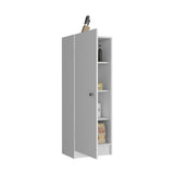 Kitchen Pantry 47" H, One Door Cabinet, Four Interior Shelves, White B097133245