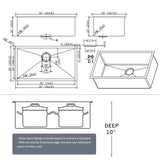 ZUN 32" L X 18" W Undermount Kitchen Sink With Sink Grid W122543645