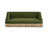 Duchess 33" Medium Princess Pet Bed Sofa with Fringe Skirt, Olive Green Performance Velvet B2719P479031