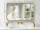 Anti-Fog Bathroom Wall Mirror 36" x 40" Shatterproof Vanity Mirror with Rectangular Metal Frame, 97285019