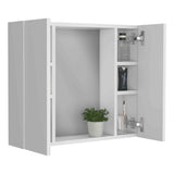 ZUN Artemisa Medicine Cabinet, Double Door, Mirror, One External Shelf -White B20091821