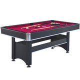 6-ft Pool Table with Table Tennis Top - Black with Red Felt W465137245