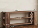 70.9" Console Table, Wooden 3-Tier Sofa Table for Entryway & Hallway 15966594