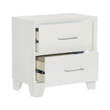 White High Gloss Finish Modern Bedroom 1pc Nightstand with LED Light Wooden Furniture Luxury Bedside B011P186571