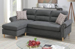 ZUN Slate Color Polyfiber Reversible Sectional Sofa Set Chaise Pillows Plush Cushion Couch Nailheads HS00F6447-ID-AHD