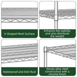 72" H Large Storage Shelves with Wheels, Shelving with Chrome, Adjustable 5 Tier Sturdy T2398P286350